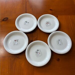 Williams Sonoma Festive Assorted Snowman Dessert Plates Cookies Set of 5